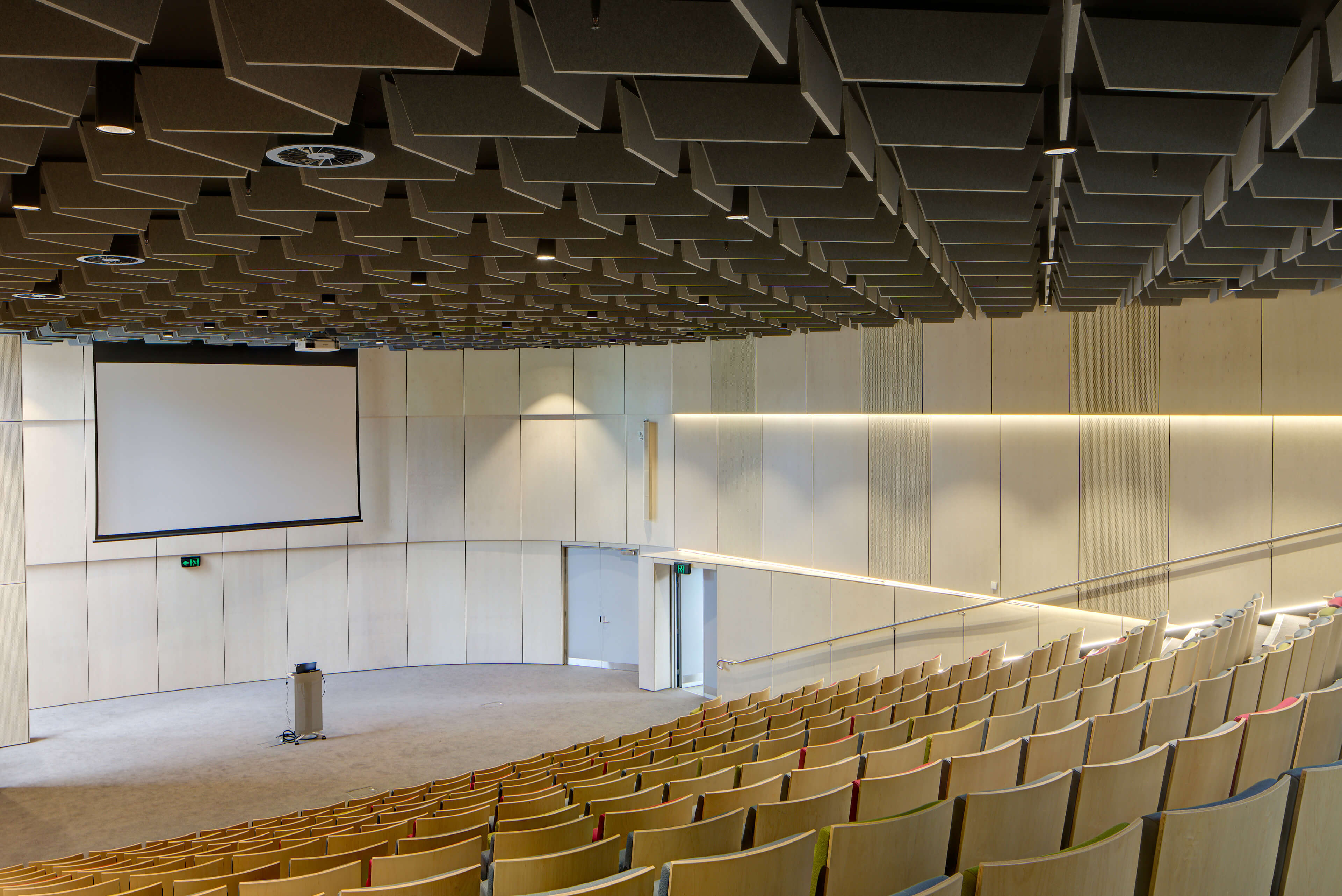 25 interior overview of lecture theatre stage and seating taronga zoo institute sydney taylor construction education