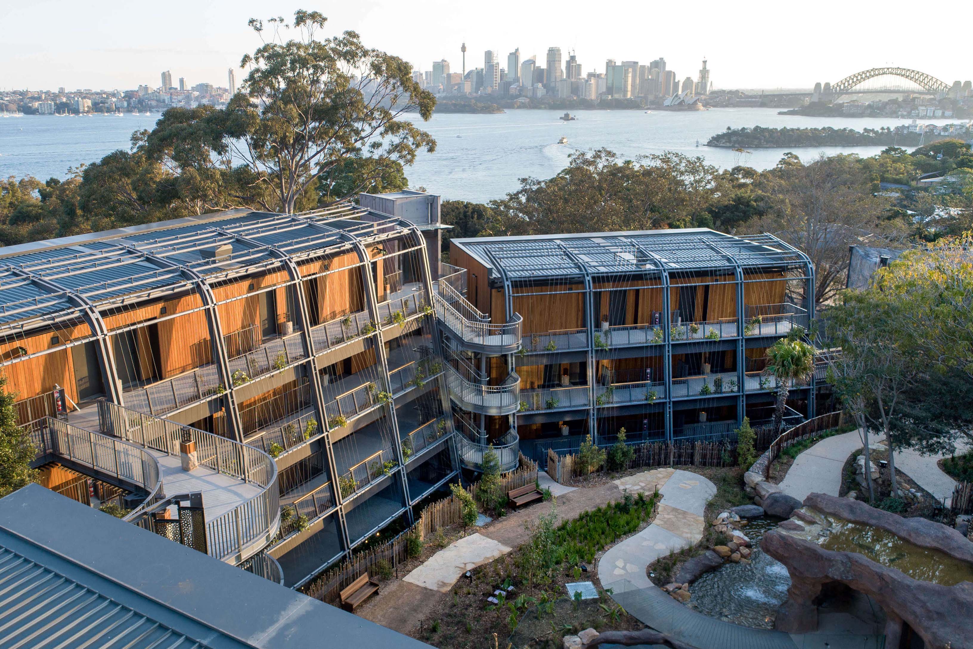 3 5 buildings containing 62 rooms connects via elevated walkways at taronga wildlife retreat sydney taylor construction hospitality