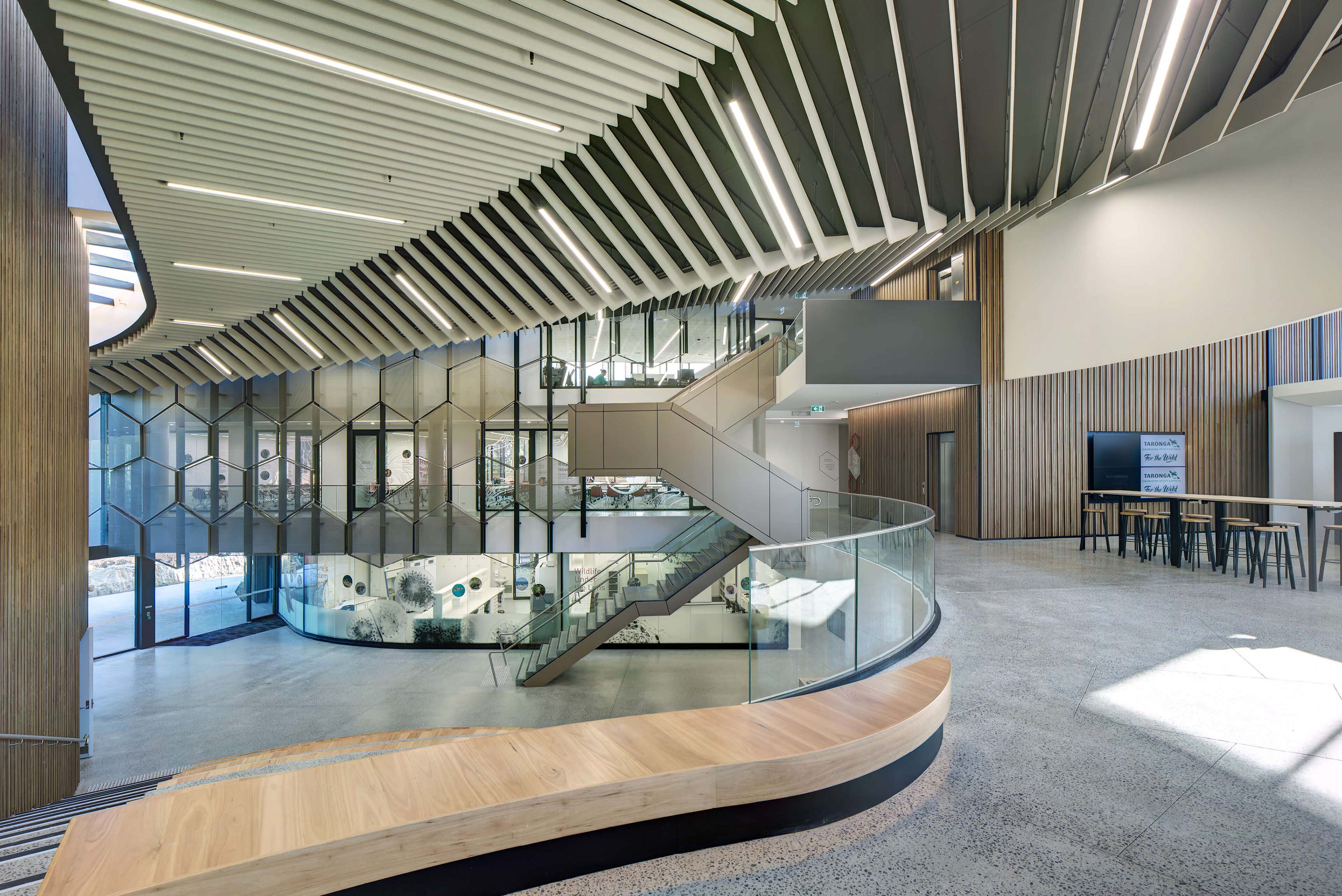 3 interior shot of the grand atrium at taronga zoo institute sydney taylor construction education