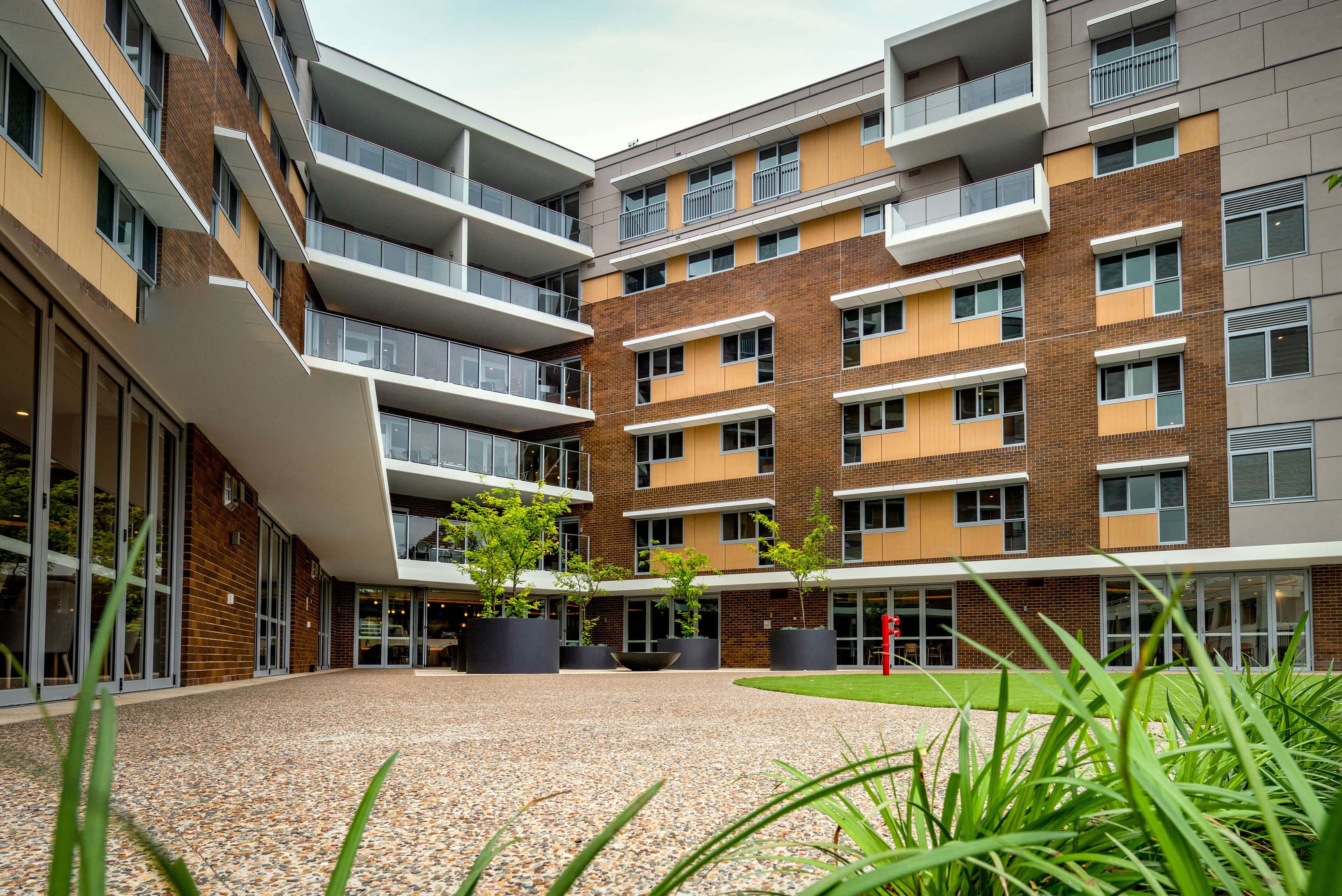 8 building entrance at uniting mayflower westmead taylor construction aged care