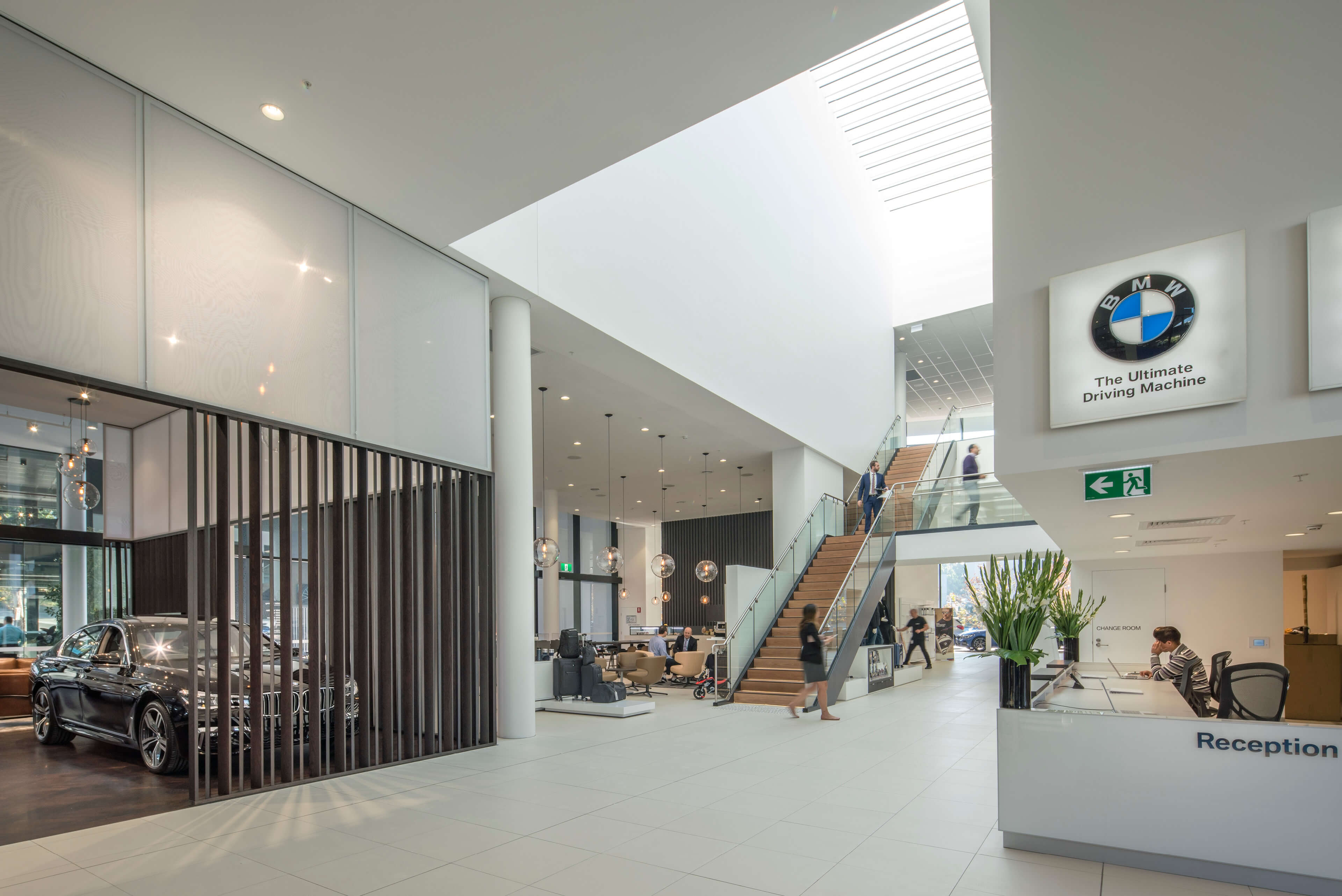 9 main reception area at bmw and mini redevelopment sydney taylor construction motor showrooms