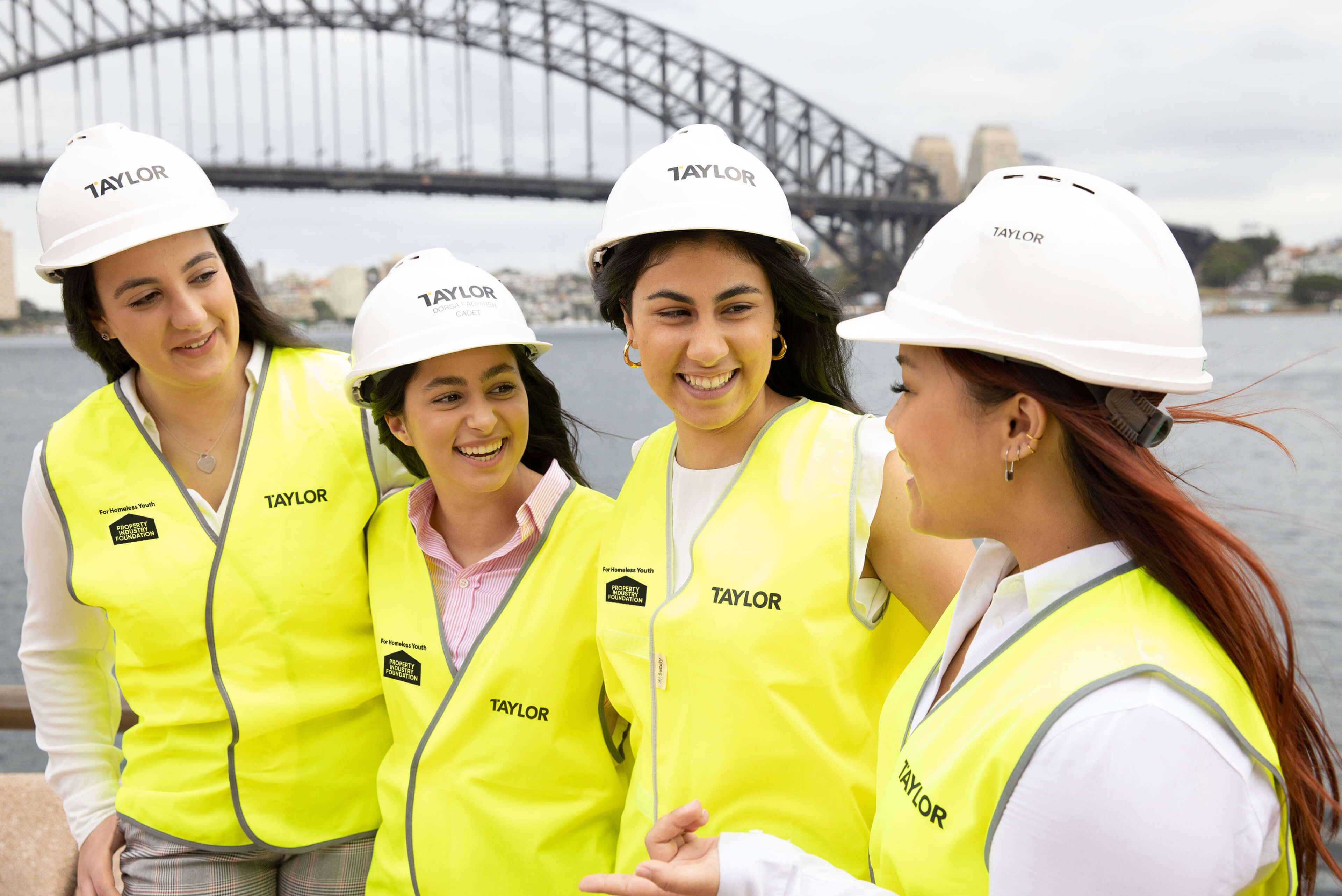 5 group of female cadets infront of harbour bridge twic women breaking ground taylor construction photography 2