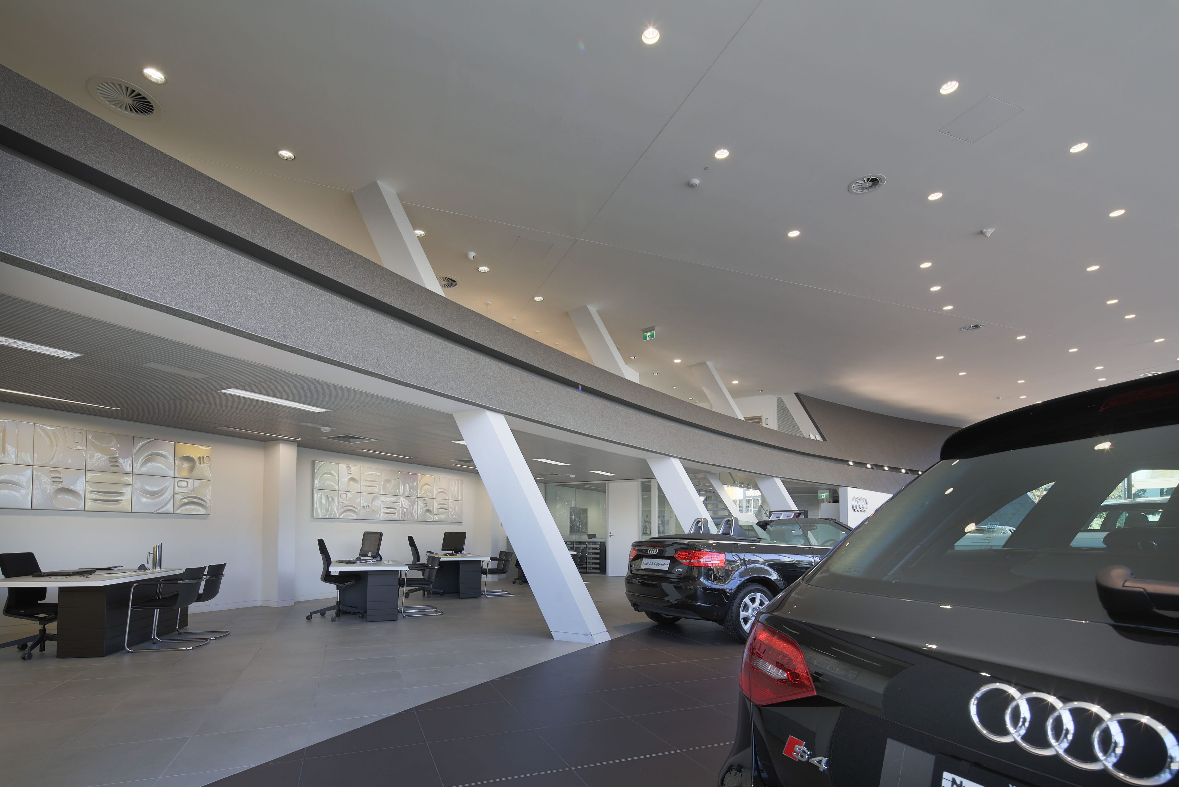 6 vehicle display audi mosman taylor construction motor showrooms