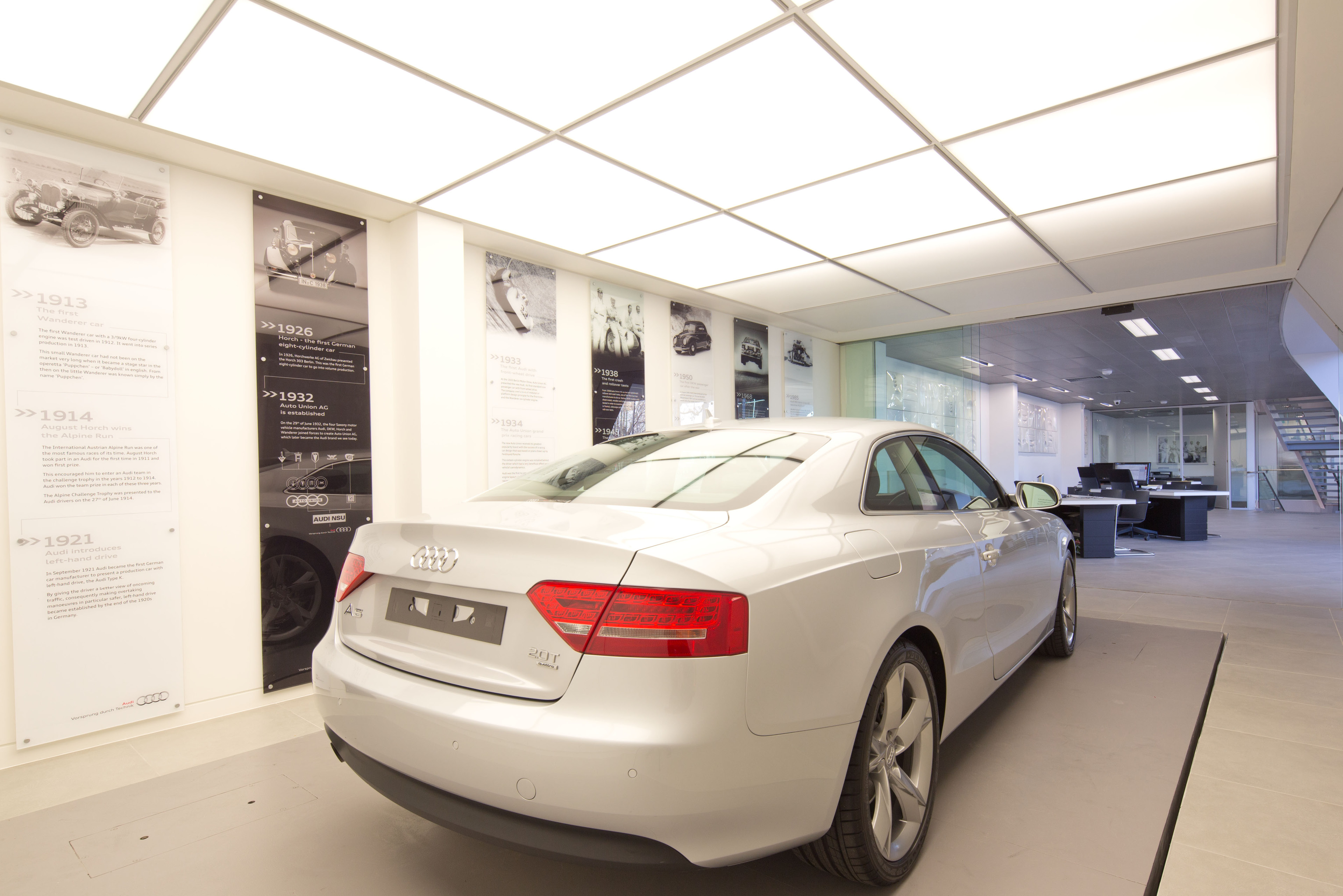 7 car display audi mosman taylor construction motor showrooms