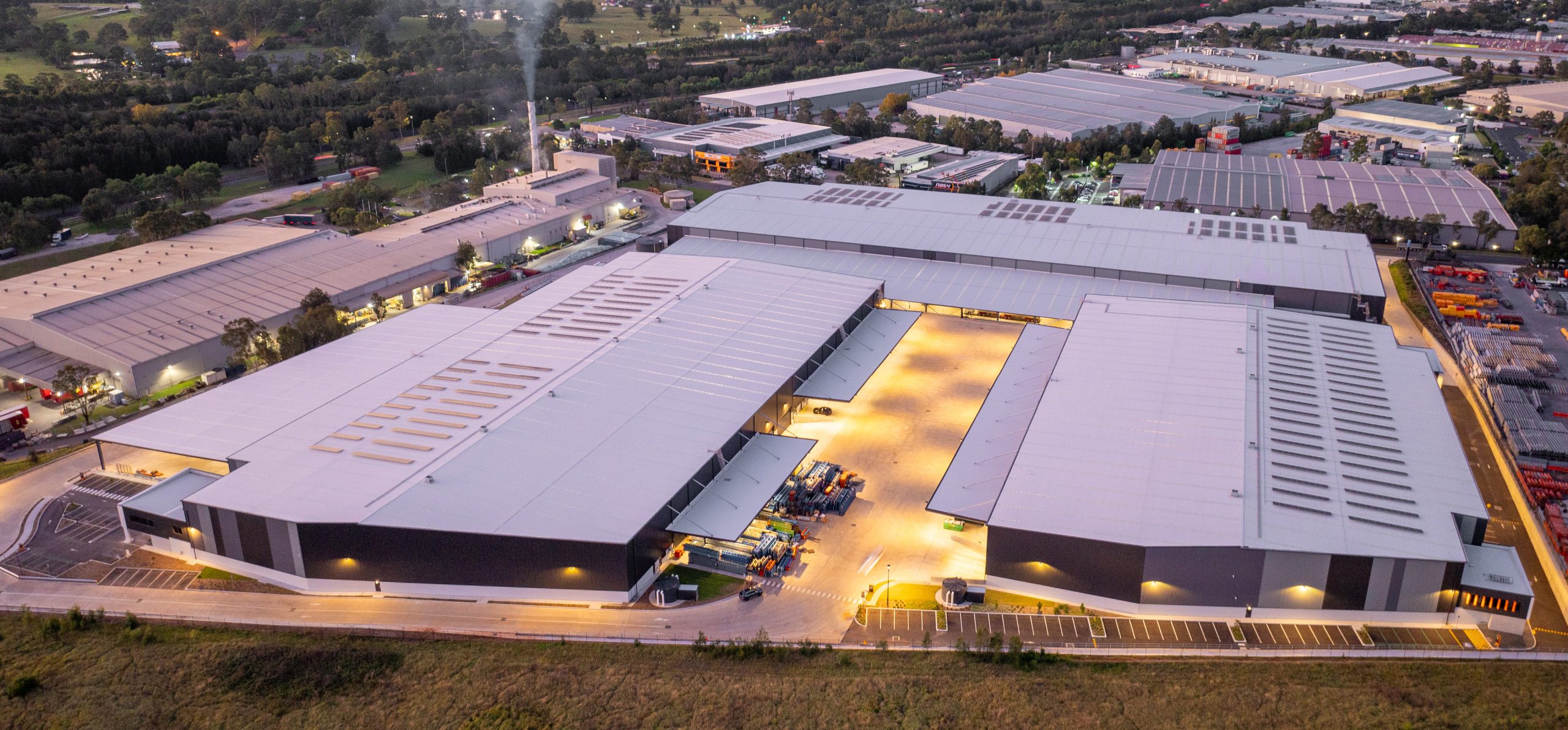 2 three warehouses lights stockland ingleburn stage three taylor construction industrial