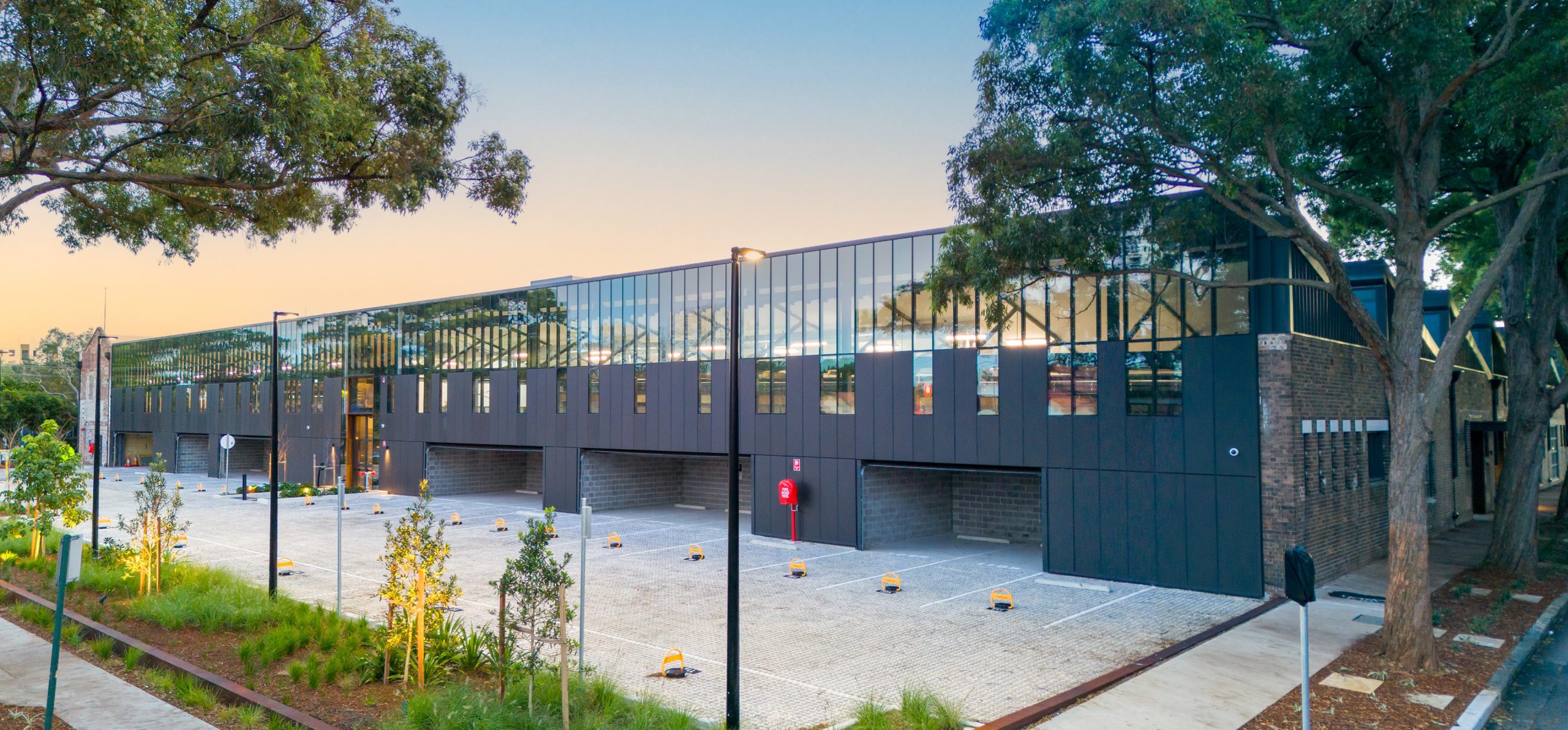 2 facade and carparking rosebery engine yards taylor construction commercial retail